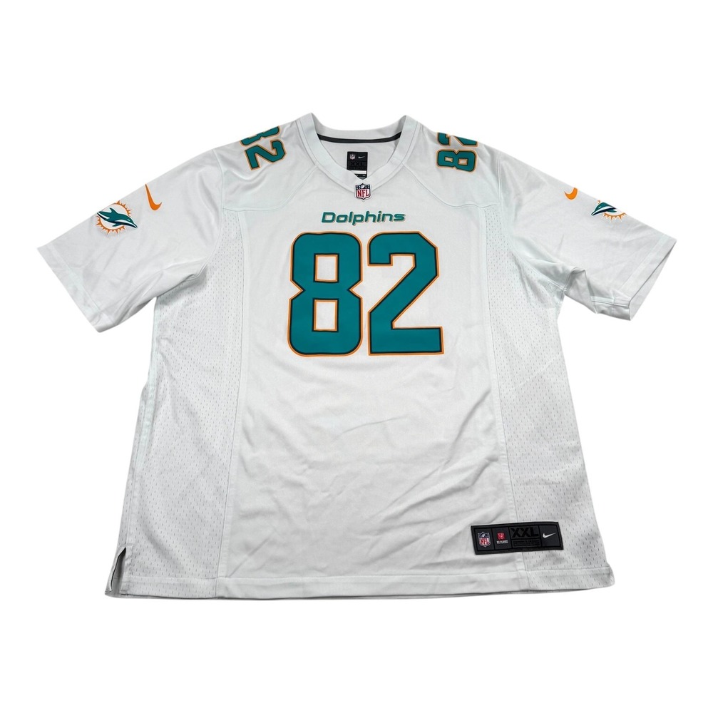 Miami Dolphins Football Jersey Mens 2XL White NFL Nike Hartline 82 On Field